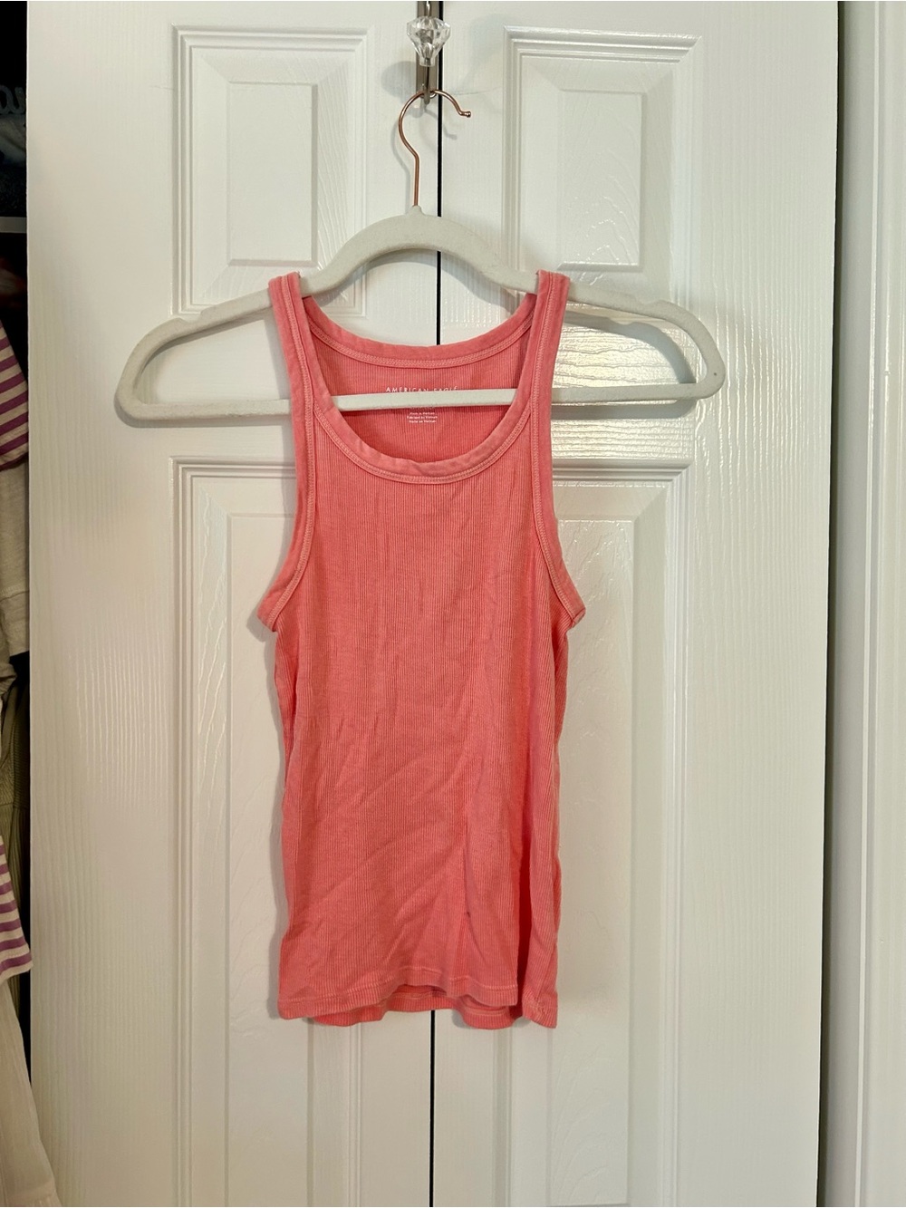 American Eagle Outfitters Coral Ribbed Tank Top